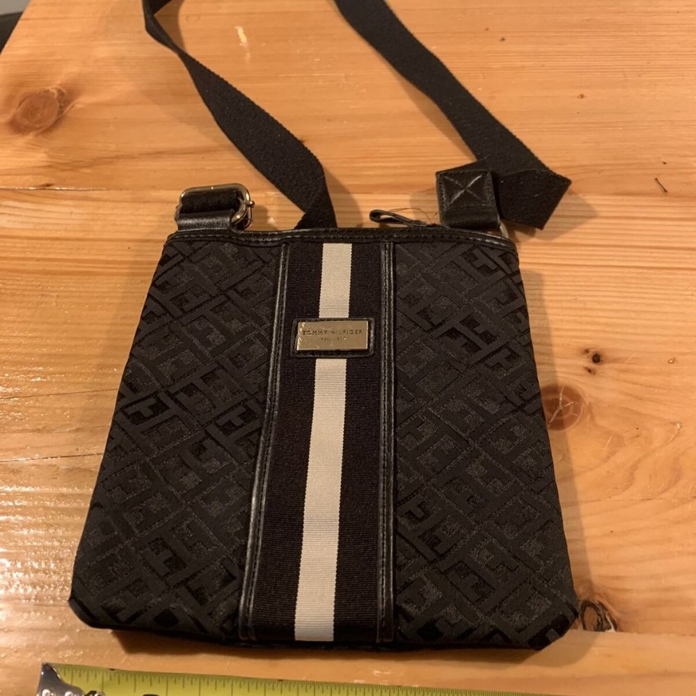 Tommy Hilfiger Monogram Signature Black Canvas Crossbody